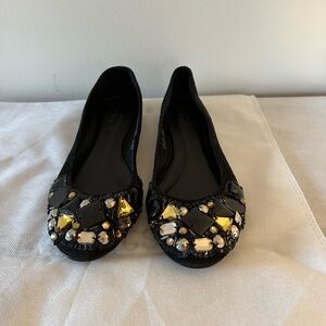 New J.Crew Black and Gold Embellished Women's Flats